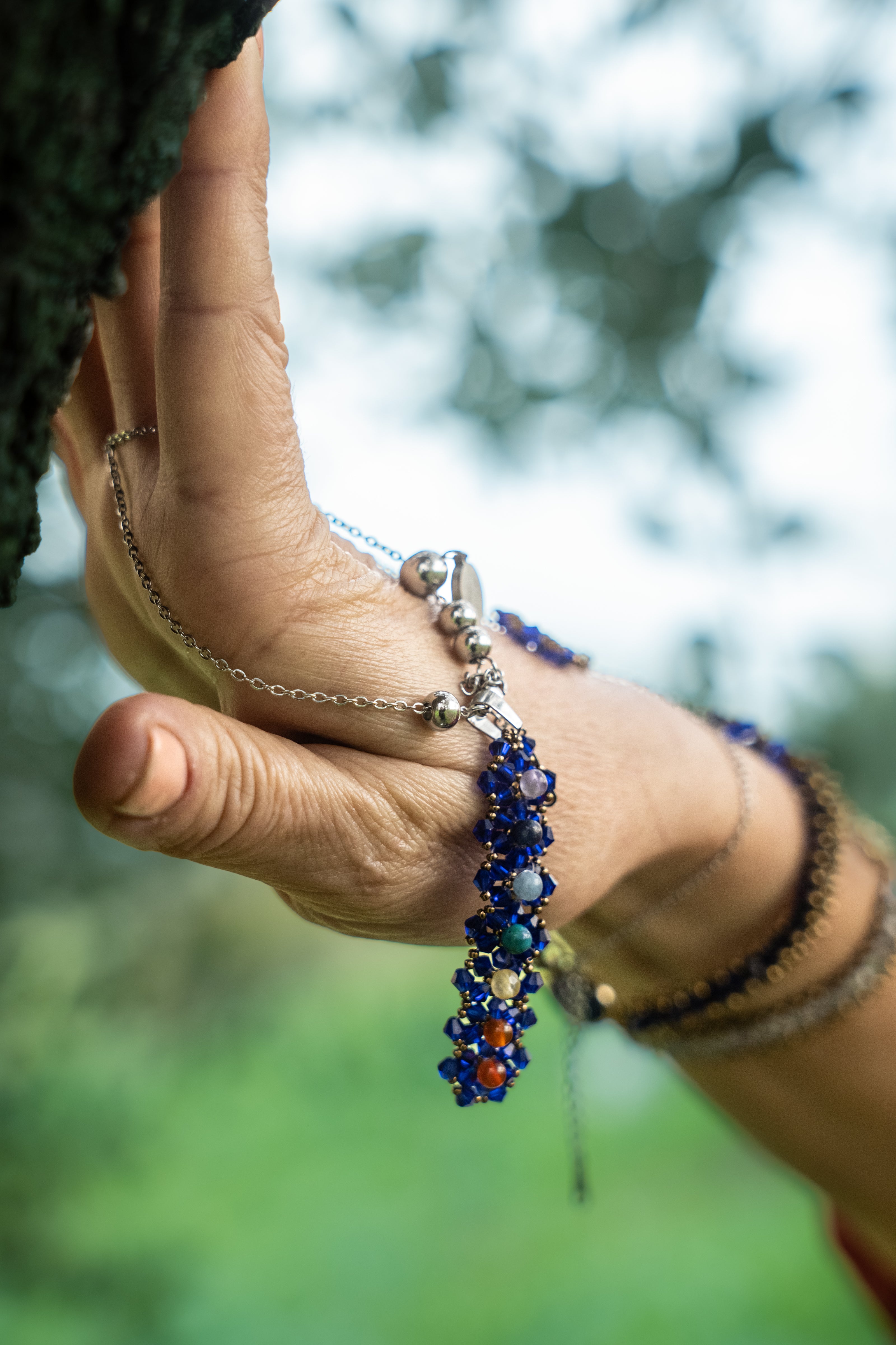 Set Collana E Bracciale 7 Chakra Con Pietre Naturali E Cristallo Reiki – Ciondolo Portafortuna, Agata Colorata, Regalo Benessere